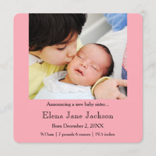 3x5 Broeder kondigt zuster's Birth Pink aan Aankondiging