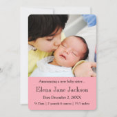 3x5 Broer kondigt geboorte van zus aan Aankondiging (Voorkant)