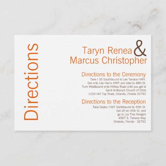 3x5 Directiekaart Bruin Oranje Chevron Informatiekaartje (Voorkant)