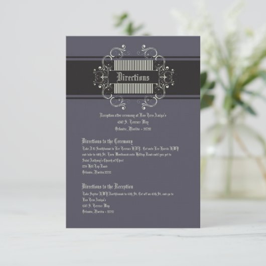 3x5 Direction Black Stropdas Affair Grey Elegant Informatiekaartje (Staand voorkant)