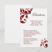 3x5 Direction Card Crimson Red Floral Filigree Informatiekaartje (Voorkant / Achterkant)