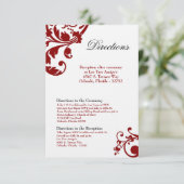 3x5 Direction Card Crimson Red Floral Filigree Informatiekaartje (Staand voorkant)