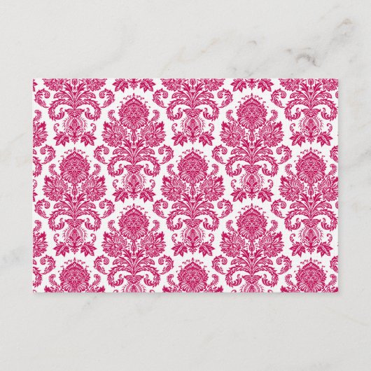 3x5 Direction Card Fusia White Damask Lace Print Informatiekaartje (Achterkant)