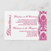 3x5 Direction Card Fusia White Damask Lace Print Informatiekaartje (Voorkant)