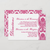 3x5 Direction Card Fusia White Damask Lace Print Informatiekaartje (Voorkant / Achterkant)
