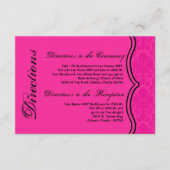 3x5 Direction Card Hot-Pink Bla Damask Lace Print Informatiekaartje (Voorkant)