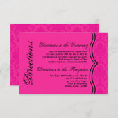 3x5 Direction Card Hot-Pink Bla Damask Lace Print Informatiekaartje (Voorkant / Achterkant)