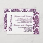 3x5 Direction Card Plum Paars Damask Lace Informatiekaartje (Voorkant / Achterkant)
