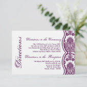 3x5 Direction Card Plum Paars Damask Lace Informatiekaartje (Staand voorkant)