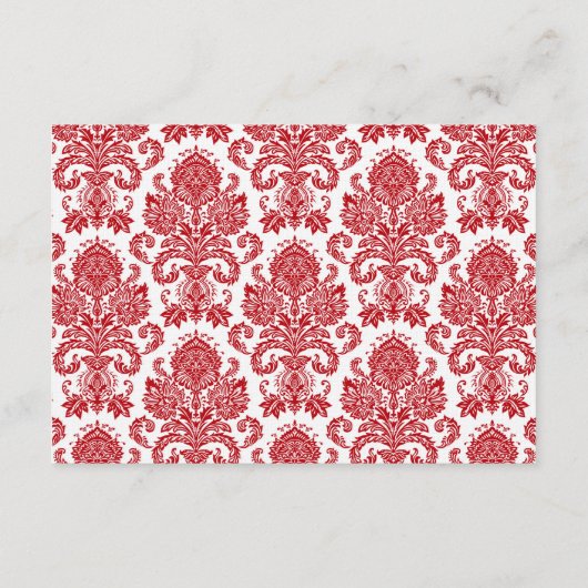 3x5 Direction Card Red White Damask Lace Print Informatiekaartje (Achterkant)