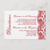 3x5 Direction Card Red White Damask Lace Print Informatiekaartje (Voorkant)