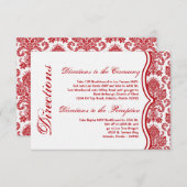 3x5 Direction Card Red White Damask Lace Print Informatiekaartje (Voorkant / Achterkant)