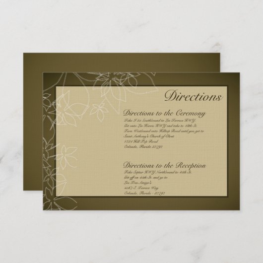 3x5 Direction-kaart in herfst Floral-fall-klep Informatiekaartje (Voorkant / Achterkant)