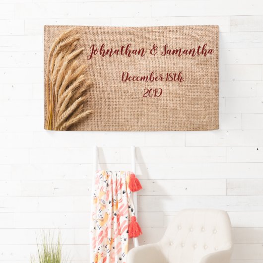 3'x5' gepersonaliseerde banentarwe op Burlap Sack  Spandoek (Insitu)