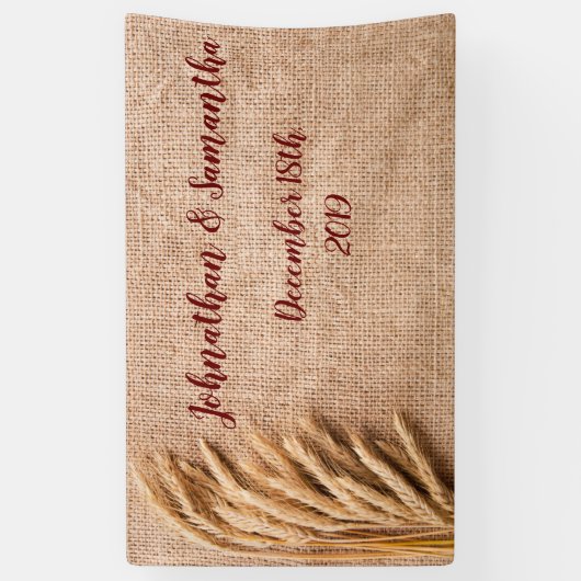 3'x5' gepersonaliseerde banentarwe op Burlap Sack Spandoek (Verticaal)