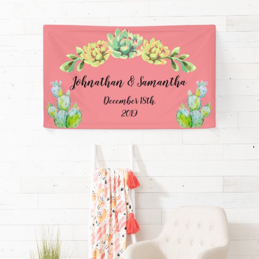 3'x5' gepersonaliseerde banner Bohemian Cactus Suc (Insitu)