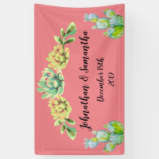 3'x5' gepersonaliseerde banner Bohemian Cactus Suc (Verticaal)