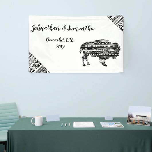 3'x5' gepersonaliseerde banner Boho Buffalo Tribal (Beurs)