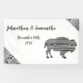 3'x5' gepersonaliseerde banner Boho Buffalo Tribal (Horizontaal)