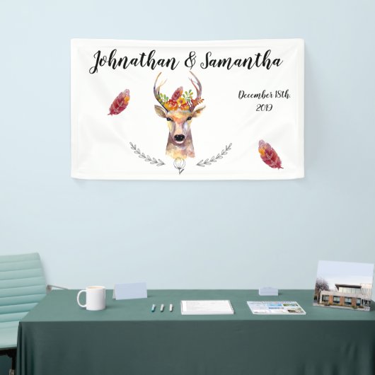 3'x5' gepersonaliseerde banner Boho Deer Buck Head (Beurs)