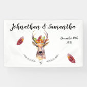 3'x5' gepersonaliseerde banner Boho Deer Buck Head (Horizontaal)