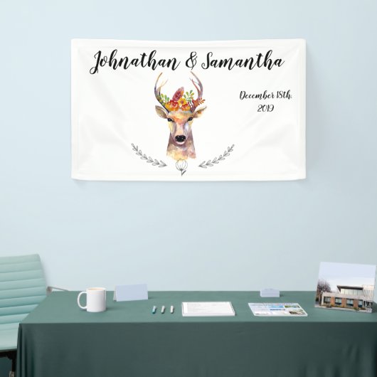 3'x5' gepersonaliseerde banner Boho Deer Buck Head (Beurs)