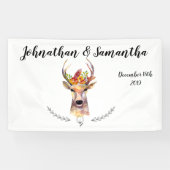 3'x5' gepersonaliseerde banner Boho Deer Buck Head (Horizontaal)