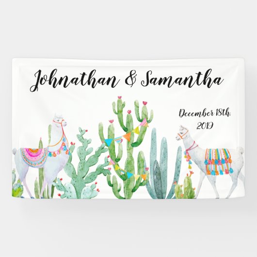 3'x5' gepersonaliseerde banner Boho Llama Bohemian (Horizontaal)