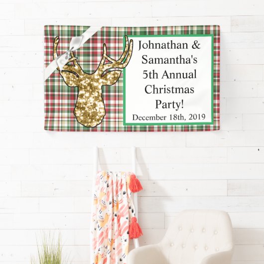 3'x5' gepersonaliseerde banner gouden glitter rend (Insitu)