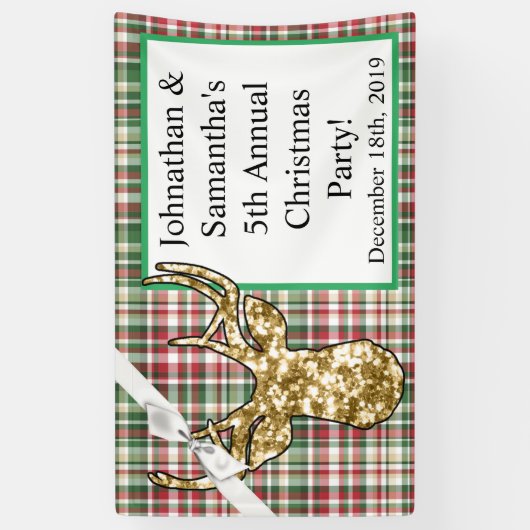 3'x5' gepersonaliseerde banner gouden glitter rend (Verticaal)