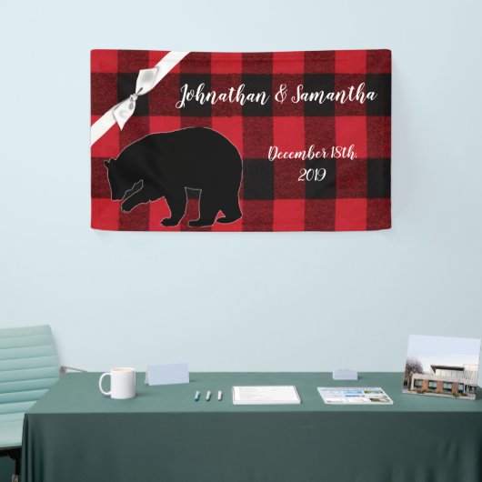 3'x5' gepersonaliseerde banner Red Buffalo Plaid B (Beurs)