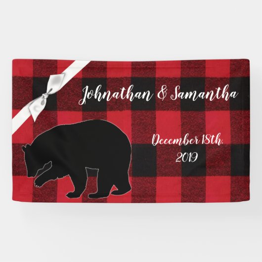 3'x5' gepersonaliseerde banner Red Buffalo Plaid B (Horizontaal)