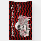 3'x5' gepersonaliseerde banner schedel Roos Gotisc (Verticaal)