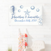 3'x5' gepersonaliseerde banner Seahorse Ocean Beac (Insitu)