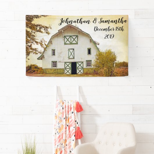 3'x5' Gepersonaliseerde Banner Sunset Barn Country (Insitu)