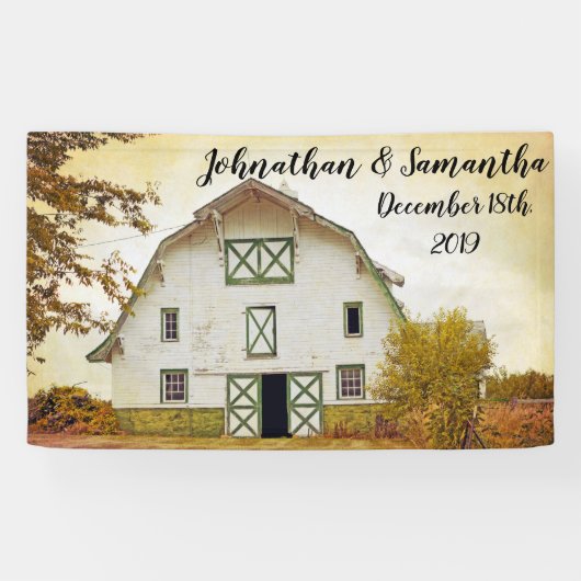 3'x5' Gepersonaliseerde Banner Sunset Barn Country (Horizontaal)