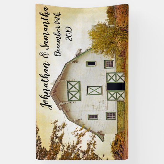 3'x5' Gepersonaliseerde Banner Sunset Barn Country (Verticaal)