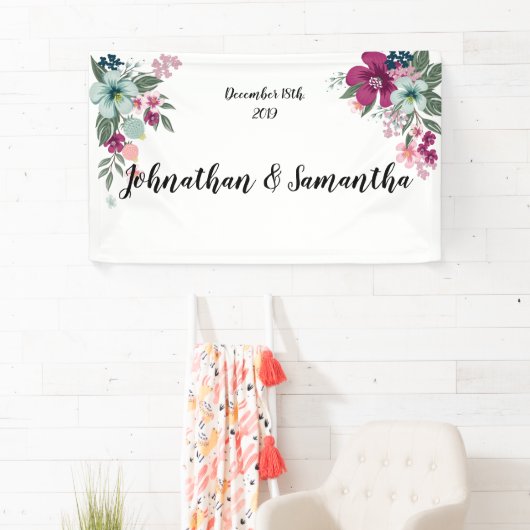 3'x5' gepersonaliseerde banner tropische bloemen o (Insitu)