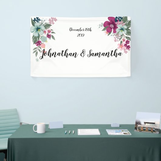 3'x5' gepersonaliseerde banner tropische bloemen o (Beurs)