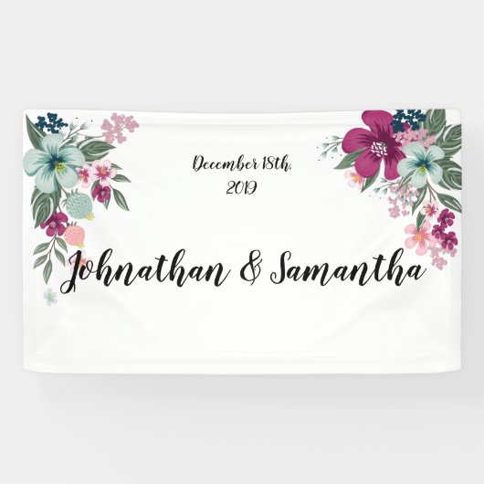 3'x5' gepersonaliseerde banner tropische bloemen o (Horizontaal)