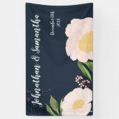 3'x5' Gepersonaliseerde Banner Witte Bloemen op (Verticaal)