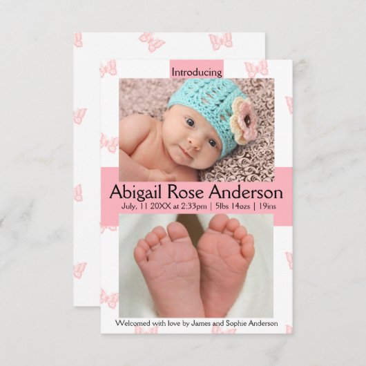 3x5 kondiging ter gelegenheid van de geboorte van aankondiging (Voorkant / Achterkant)