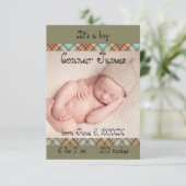 3x5 Newborn Baby Boy Pset Aankondiging Eenvoudig (Staand voorkant)
