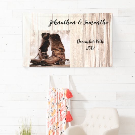 3'x5' persoonlijke banner boots country Rustic Wes (Insitu)