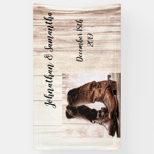 3'x5' persoonlijke banner boots country Rustic Wes (Verticaal)