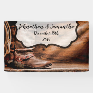 3'x5' persoonlijke banner cowboy Boots Barn Wood R