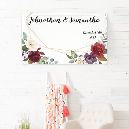 3'x5' persoonlijke banner, witte rozen, goudmeter spandoek (Insitu)