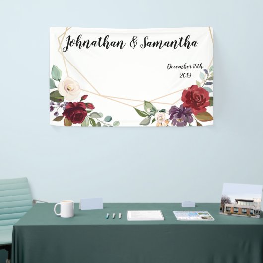 3'x5' persoonlijke banner, witte rozen, goudmeter spandoek (Beurs)