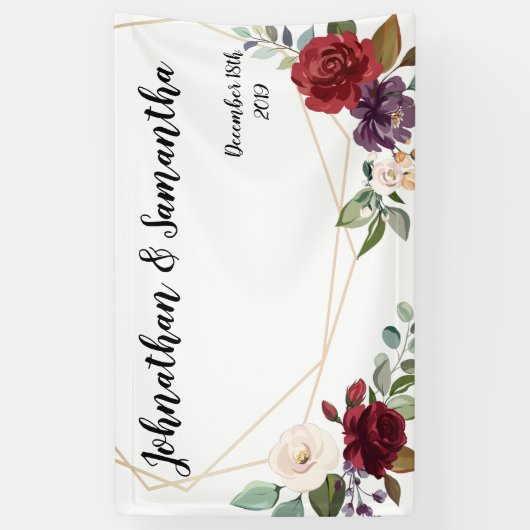 3'x5' persoonlijke banner, witte rozen, goudmeter spandoek (Verticaal)