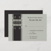 3x5 R.S.V.P. Antwoord kaart zwart Stropdas Affair  (Voorkant / Achterkant)
